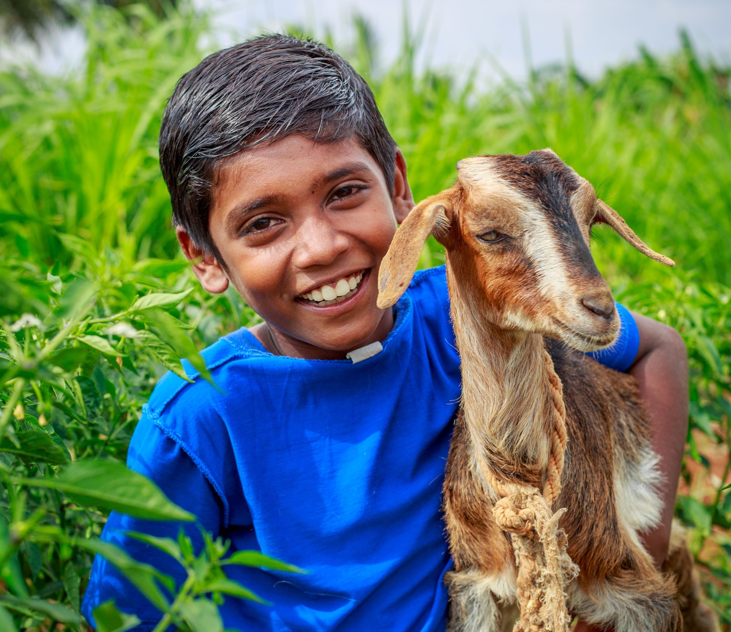 A boy with his goat