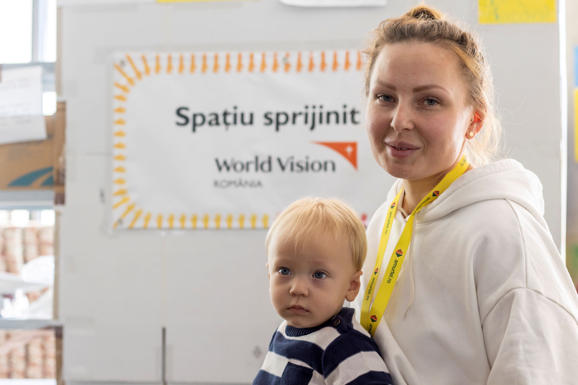 Ukrainian refugee and child