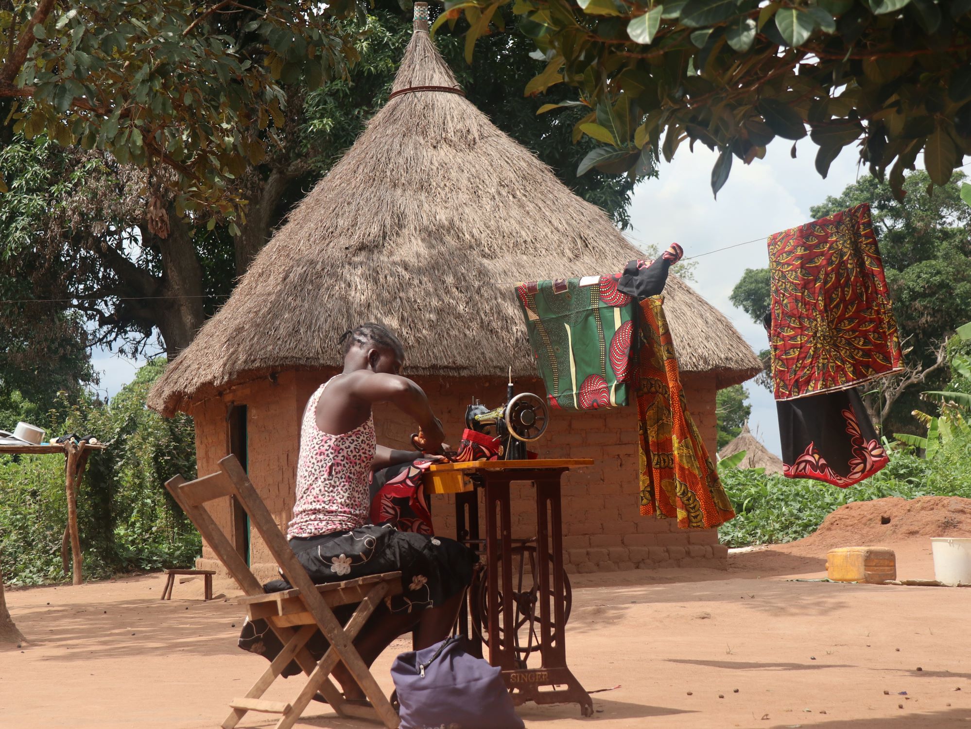 Grace at sewing machine