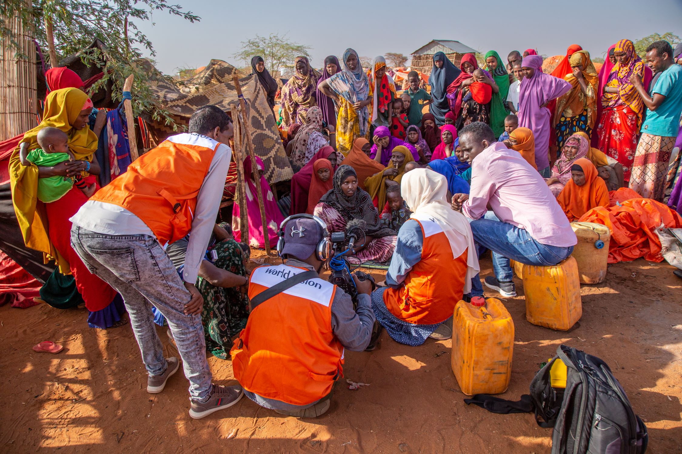 World Vision workers at displacement camp in Somalia