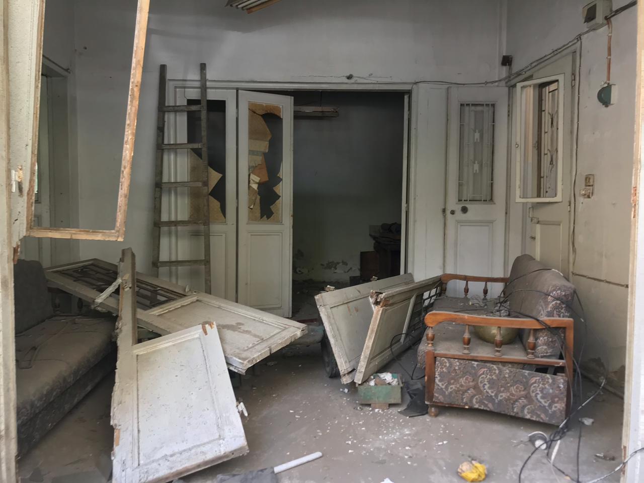 A flat in Lebanon is turned upside down, furniture destroyed after the Beirut explosion