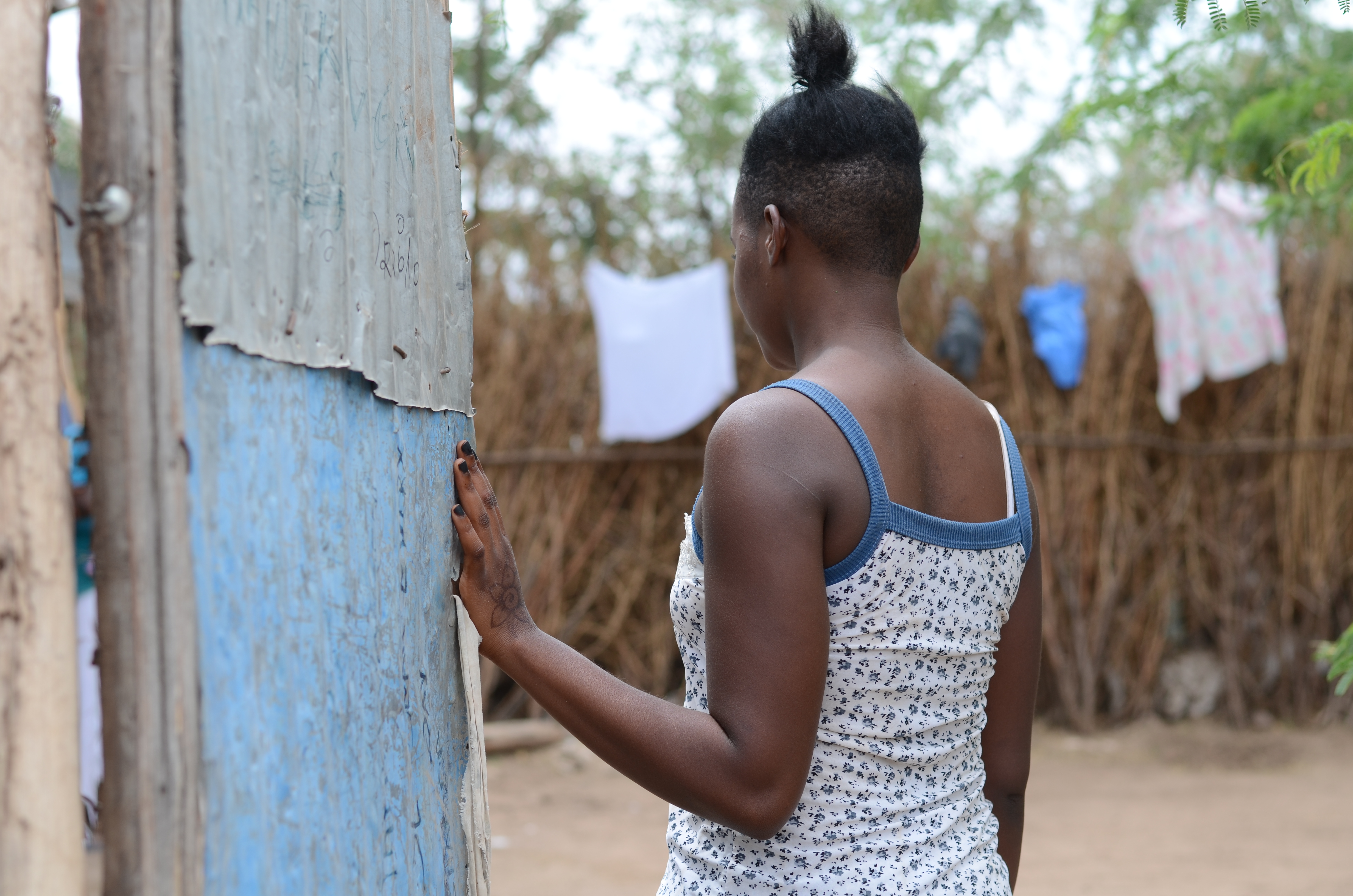 Back of mother's head in garden