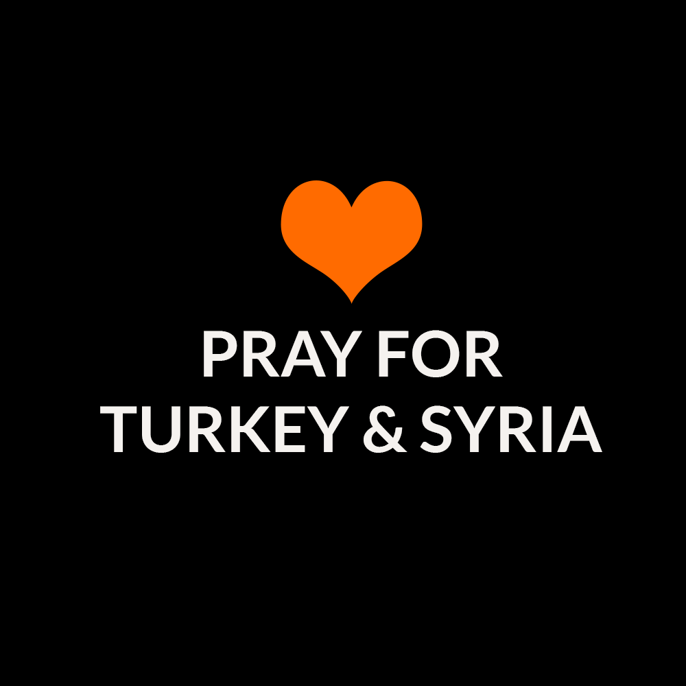 Text with image: Pray for Turkey and Syria with heart