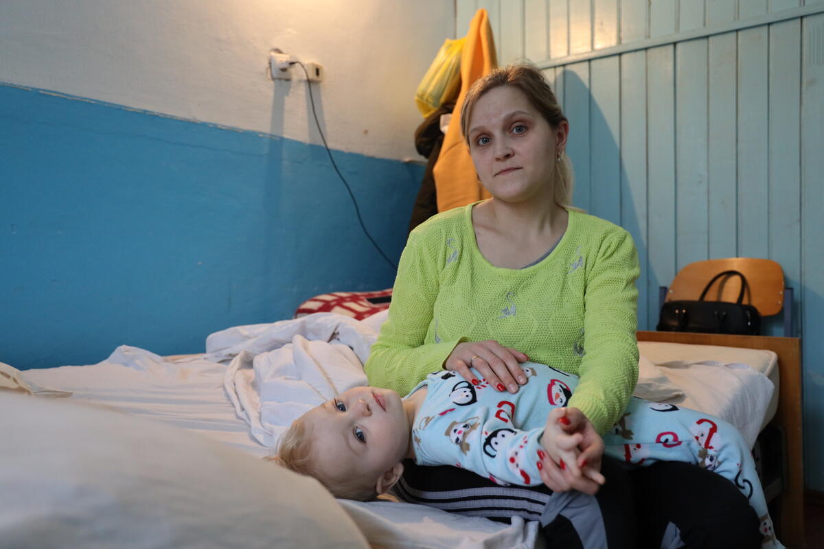 Ukrainian mother and son