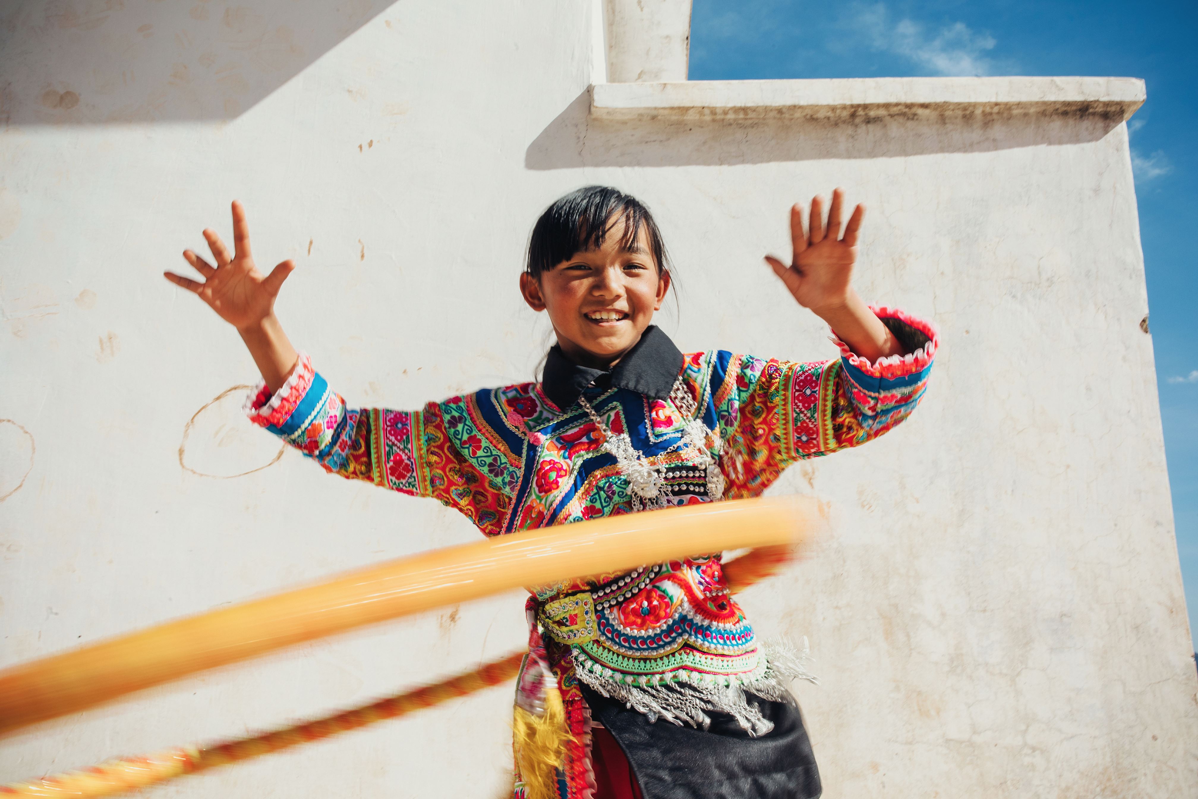 Sponsored child Wu, Chengzhen (10) shows her hula hoop skills! 