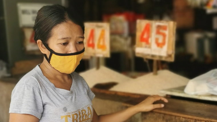 Women wearing a mask