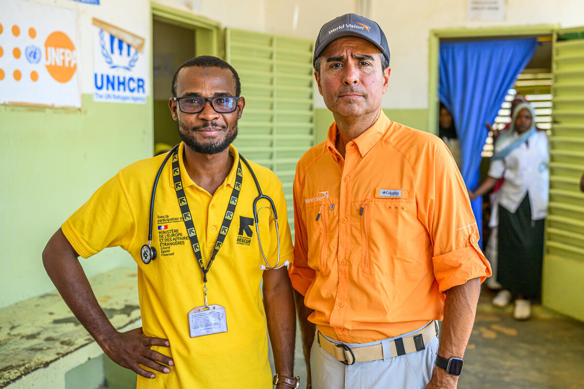 Doctor in Chad poses for camera with World Vision US president and CEO