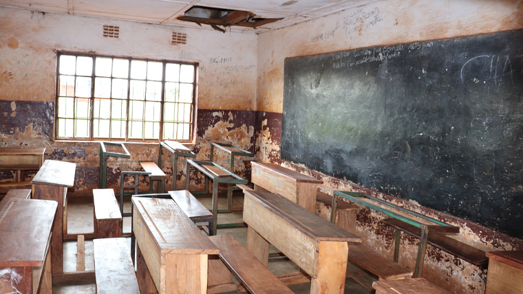 Empty school classroom in Democratic Republic of Congo (DRC)