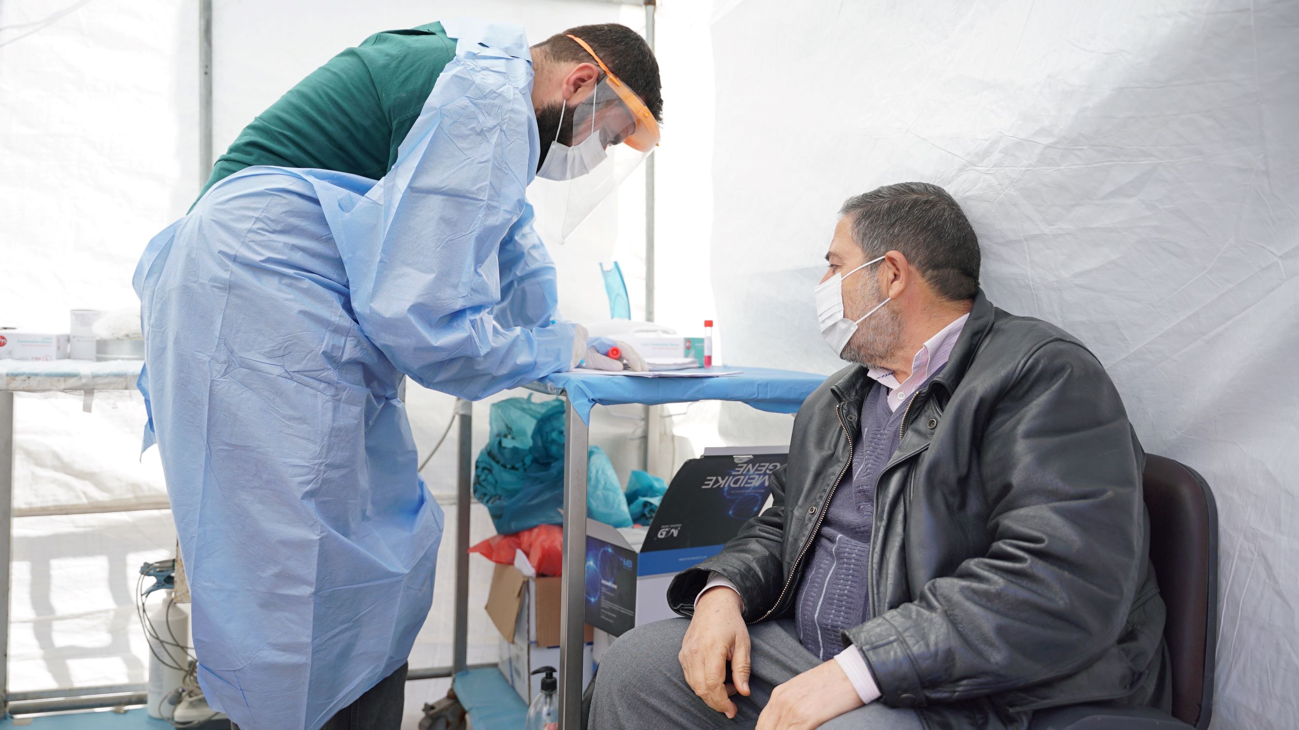 A Syrian man receiving healthcare