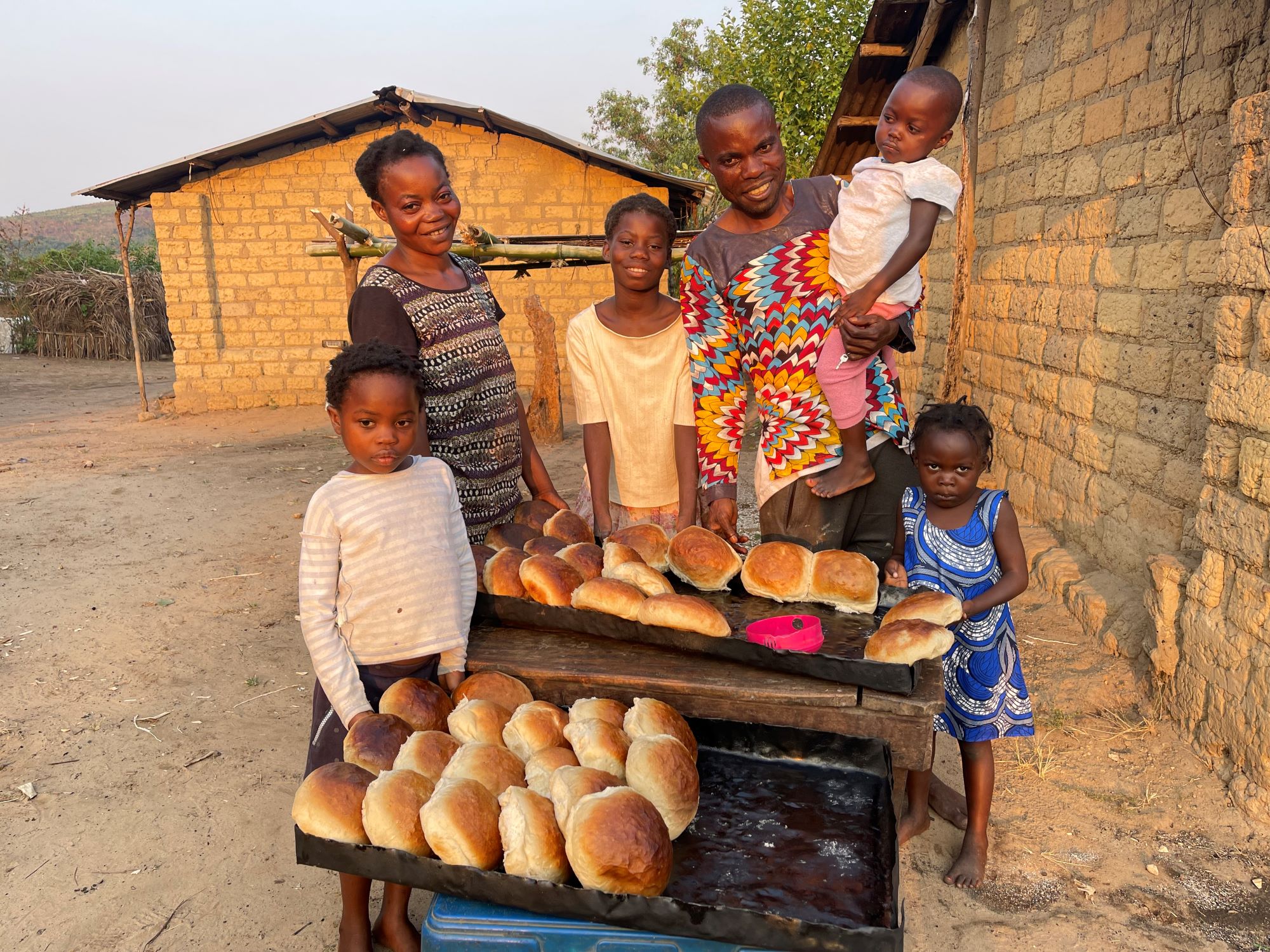 DRC family with bread stall