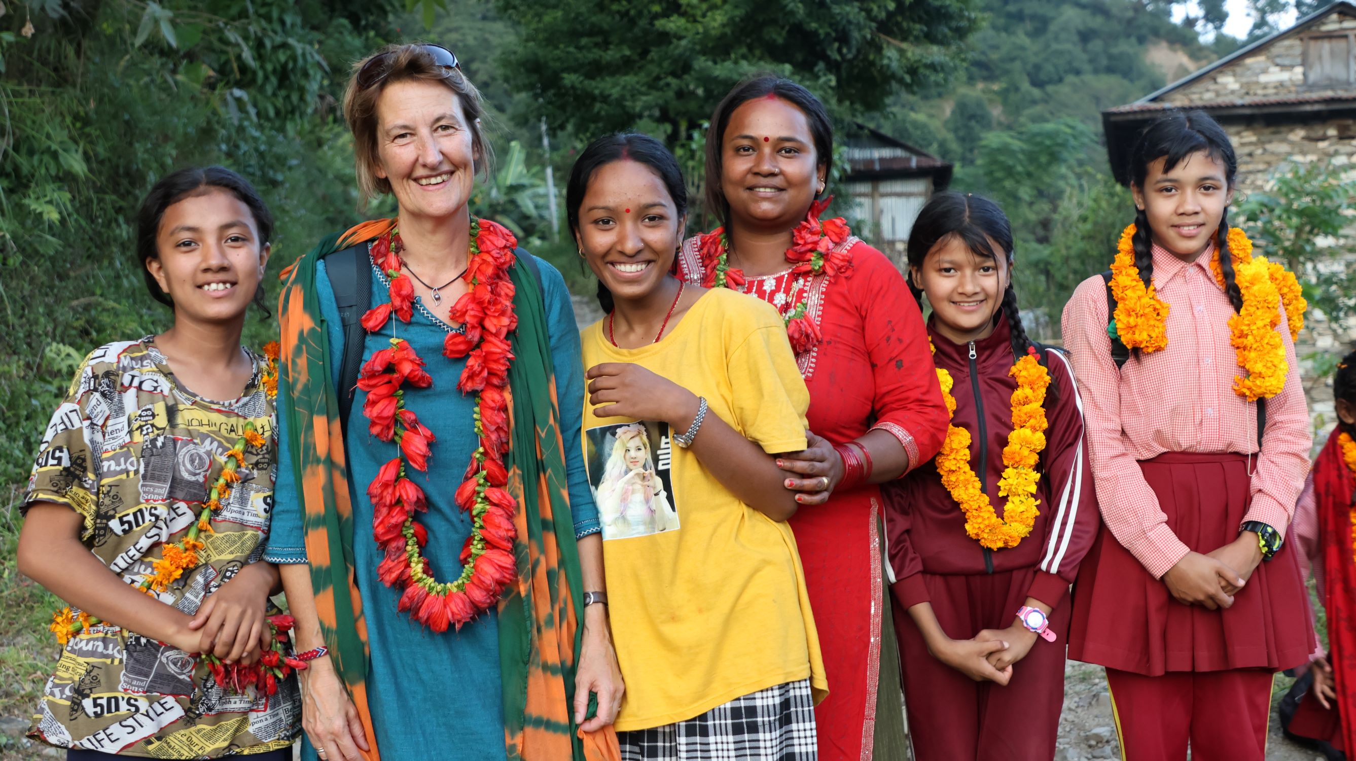 Nepal community with World Vision UK trekker