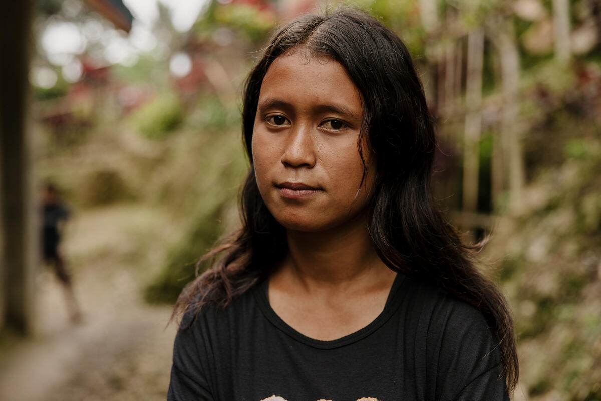 Indonesian young girl looking at the camera