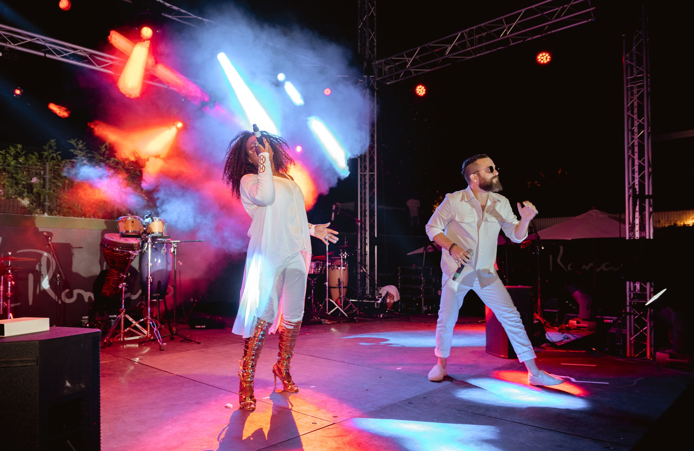 Two musicians serenade guests at the gala
