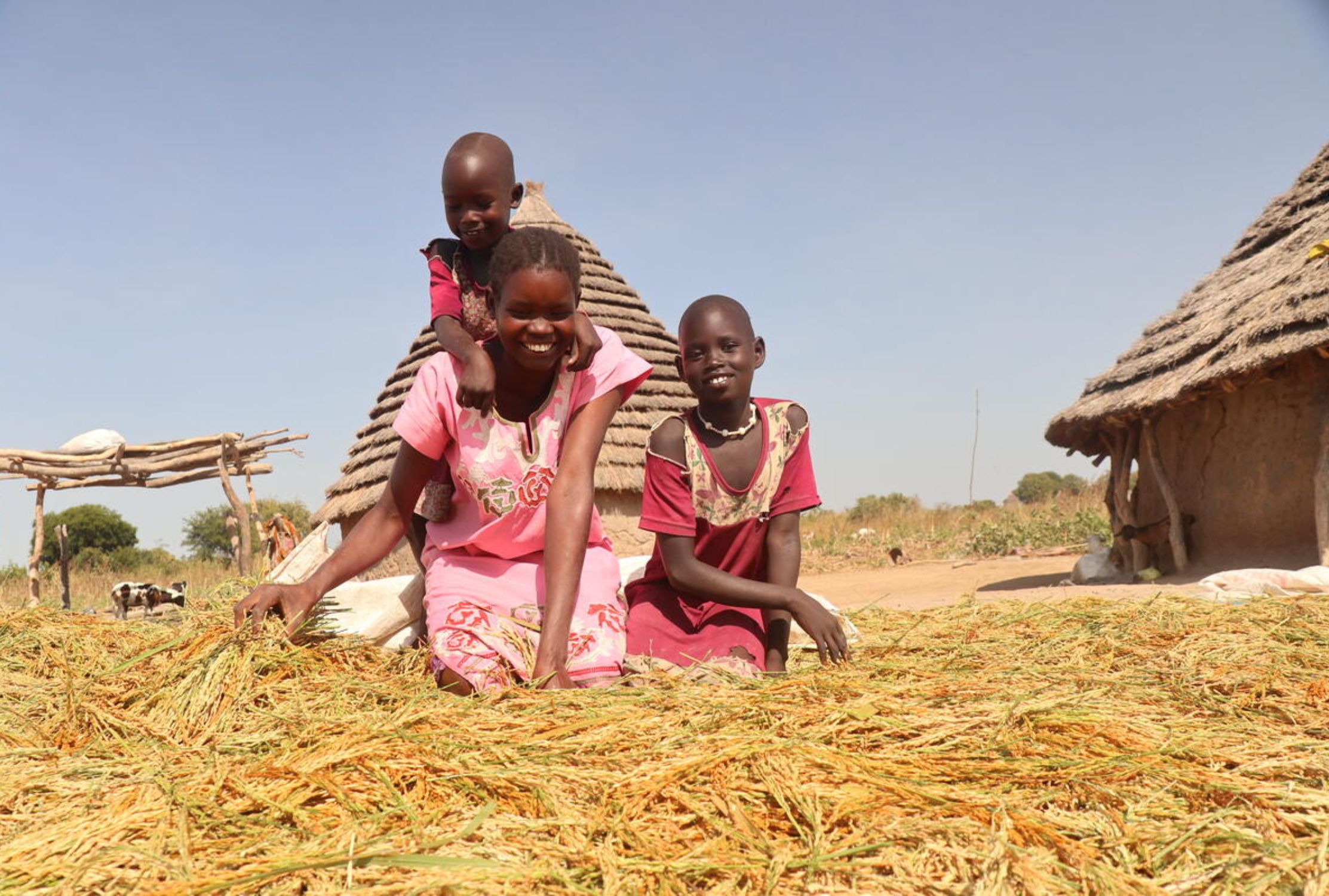 South Sudanese mother and her two daughters