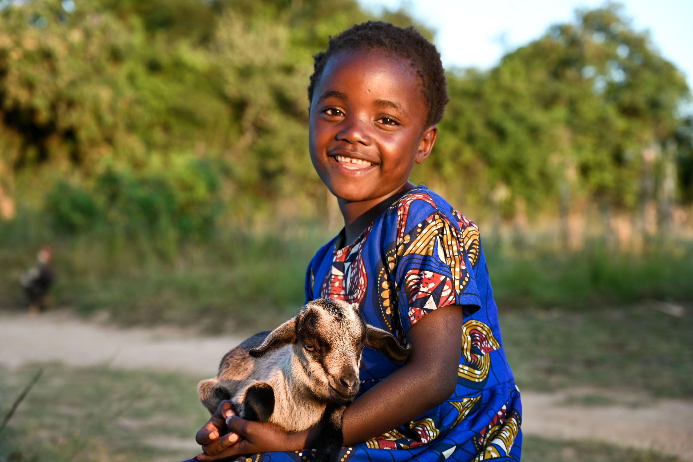 Zambia girl with goat