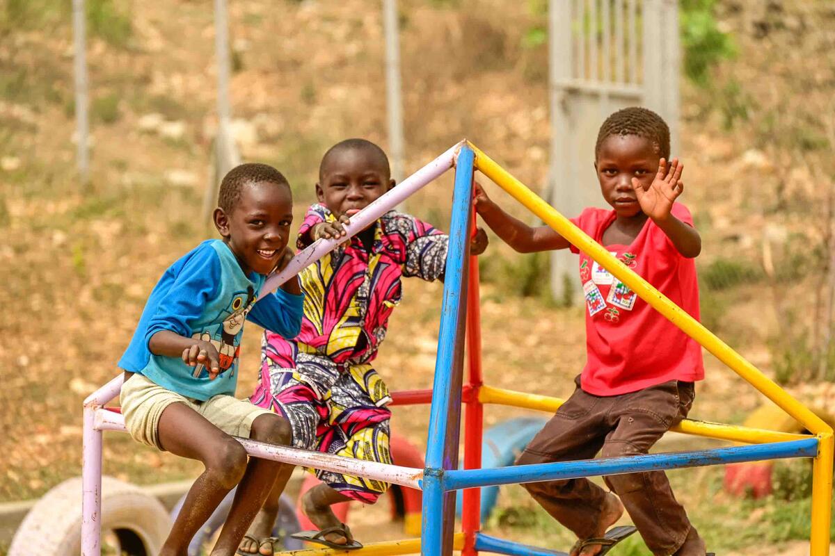 Children enjoy playing at a Child Friendly Space in Uganda