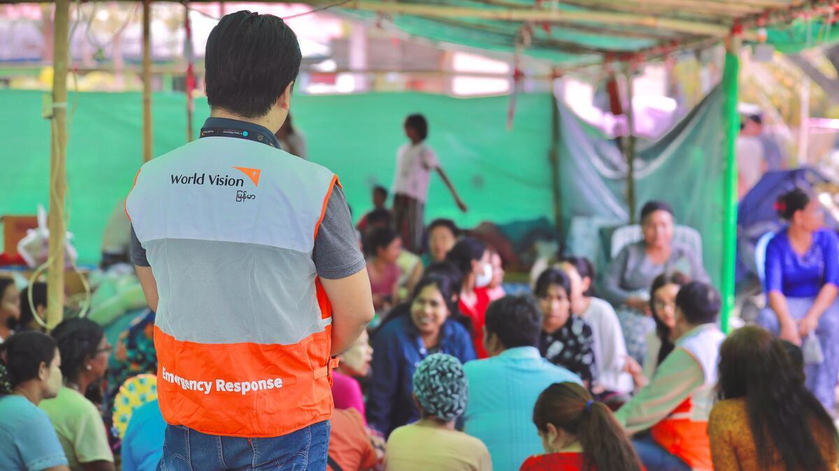 A World Vision worker supporting recovery efforts post disaster