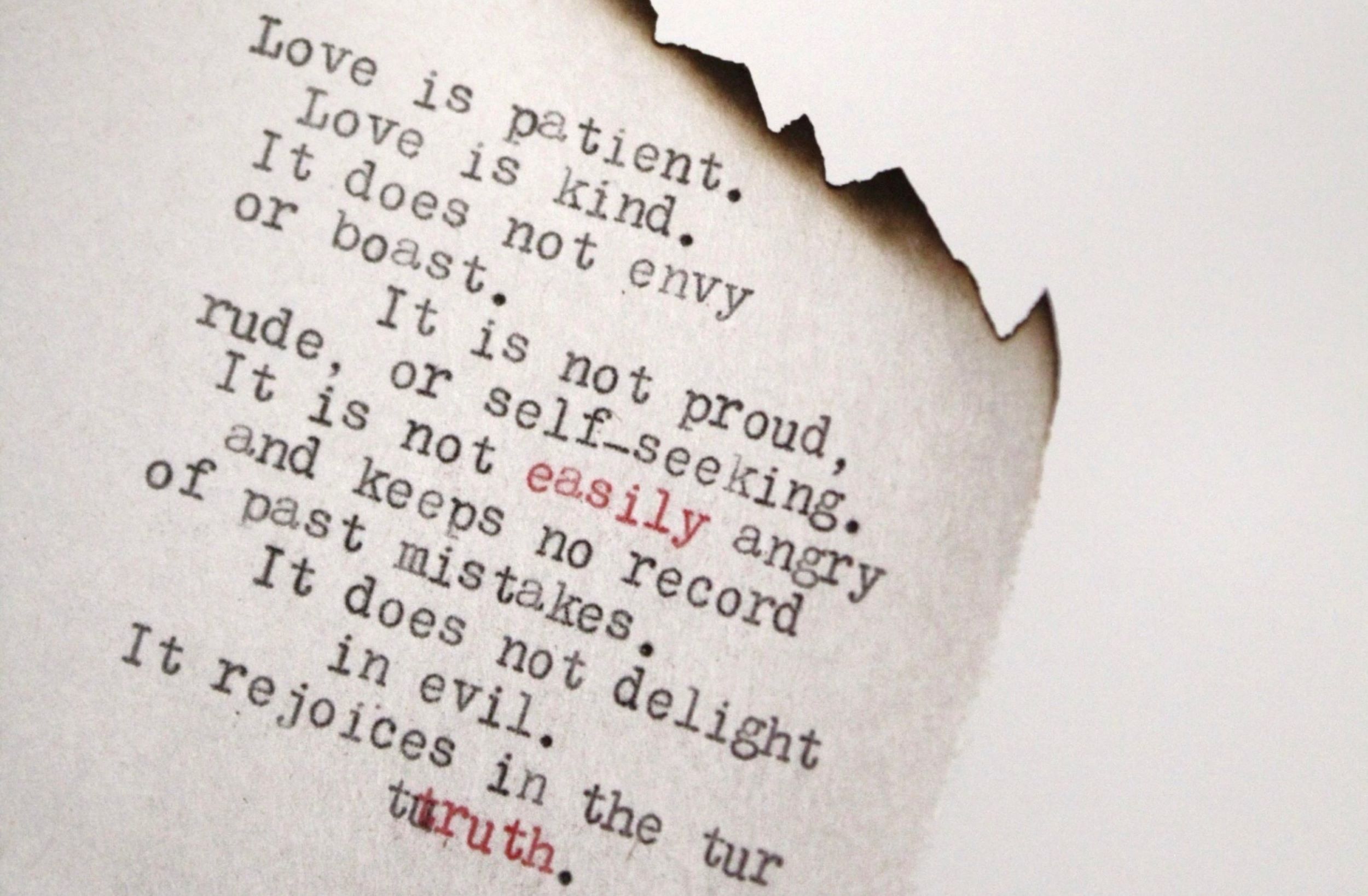 Love is patient text