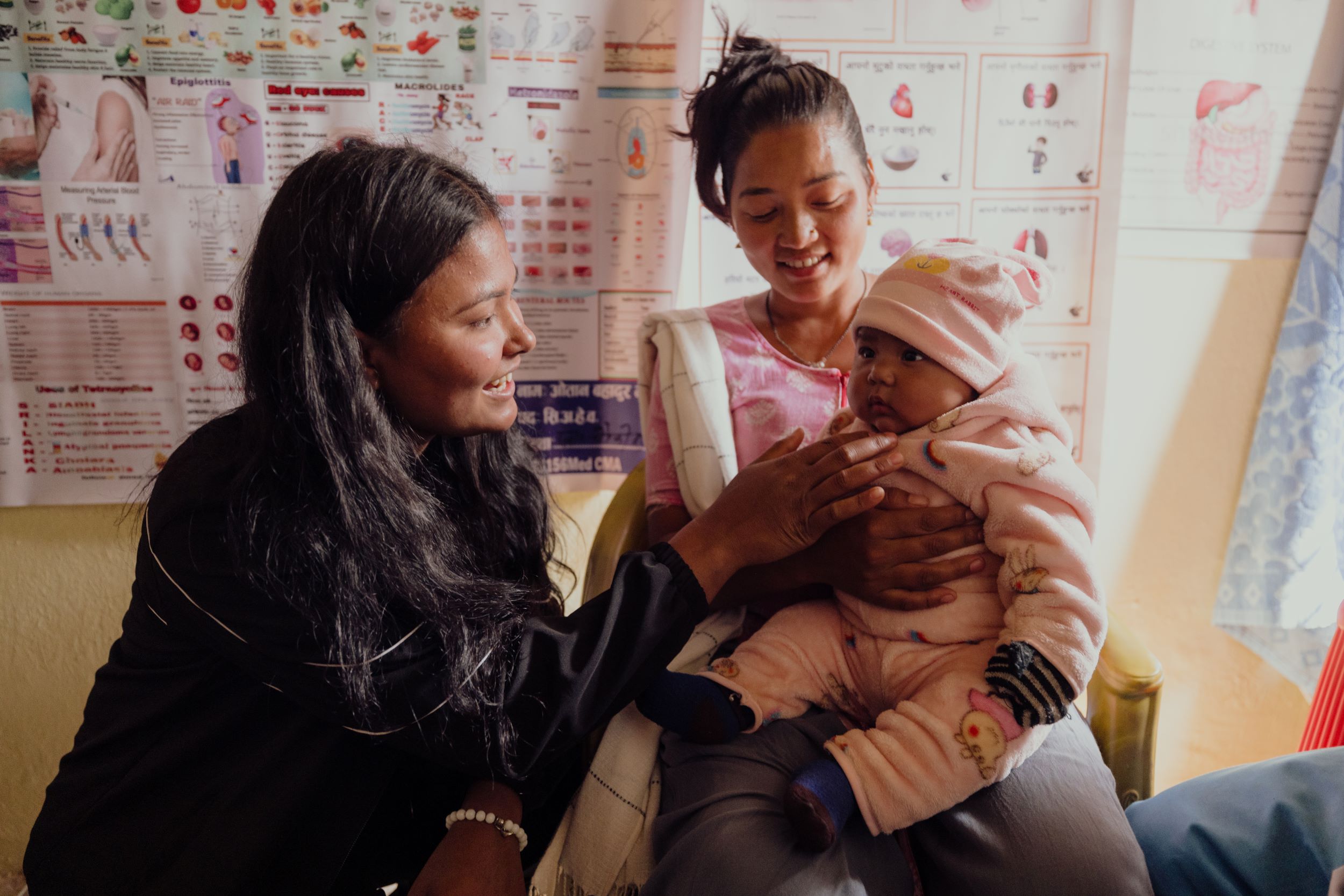 Januka at a clinic for pregnant women and new mums