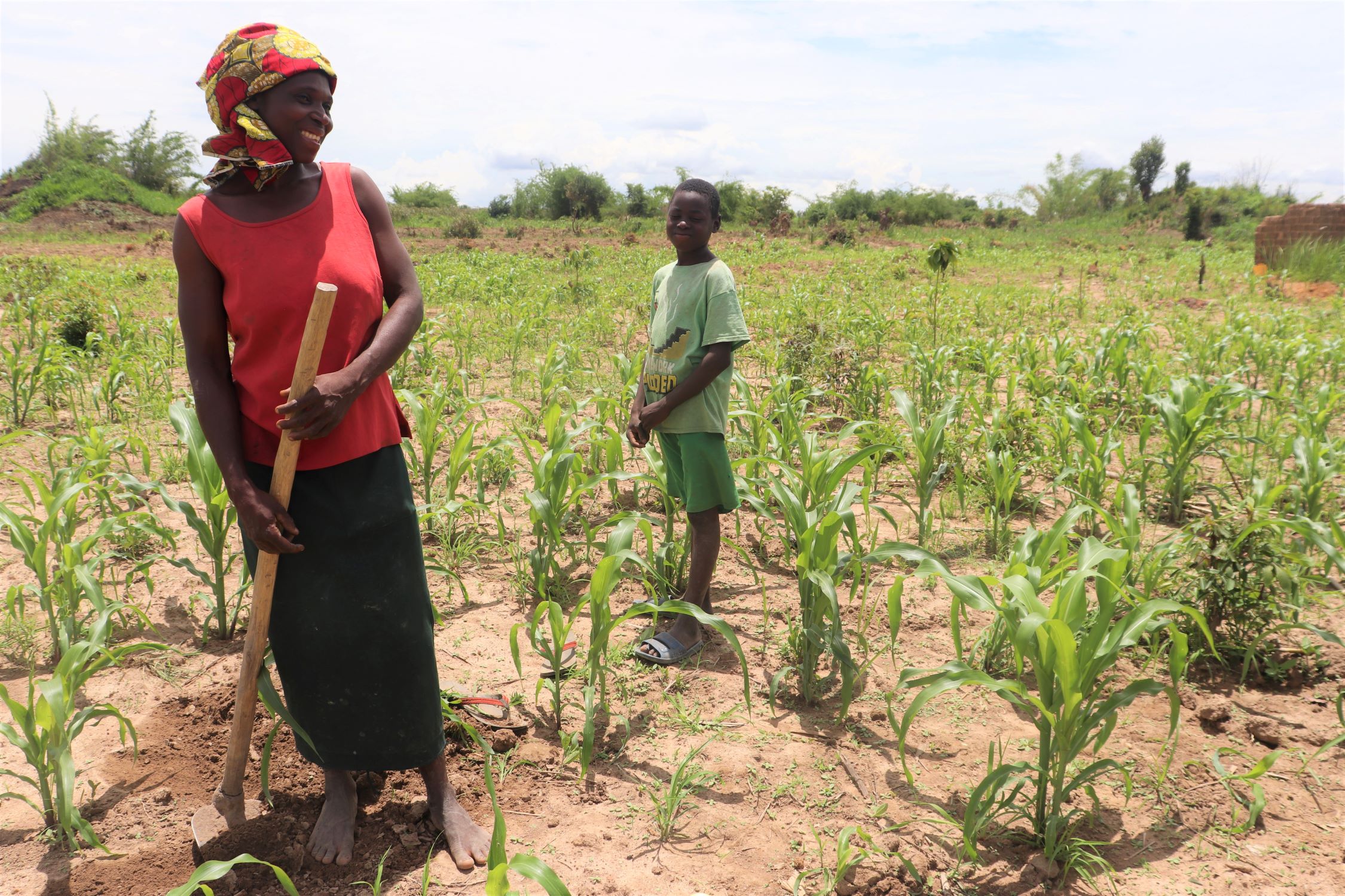 Mother and son farming in Democratic Republic of Congo