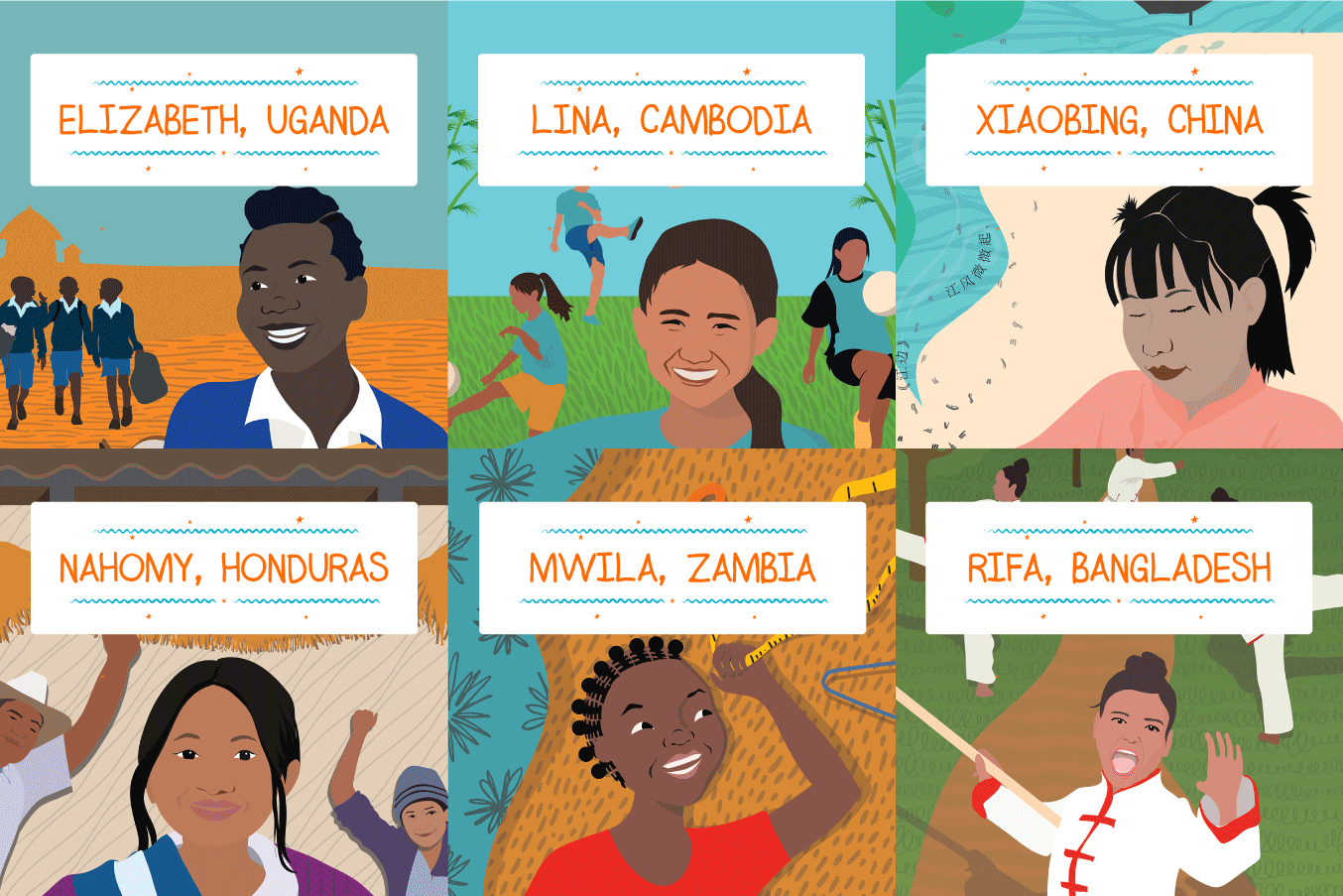 Book illustrations of some of the girls featured in the eBook 'Stories from girls who dared to dream'