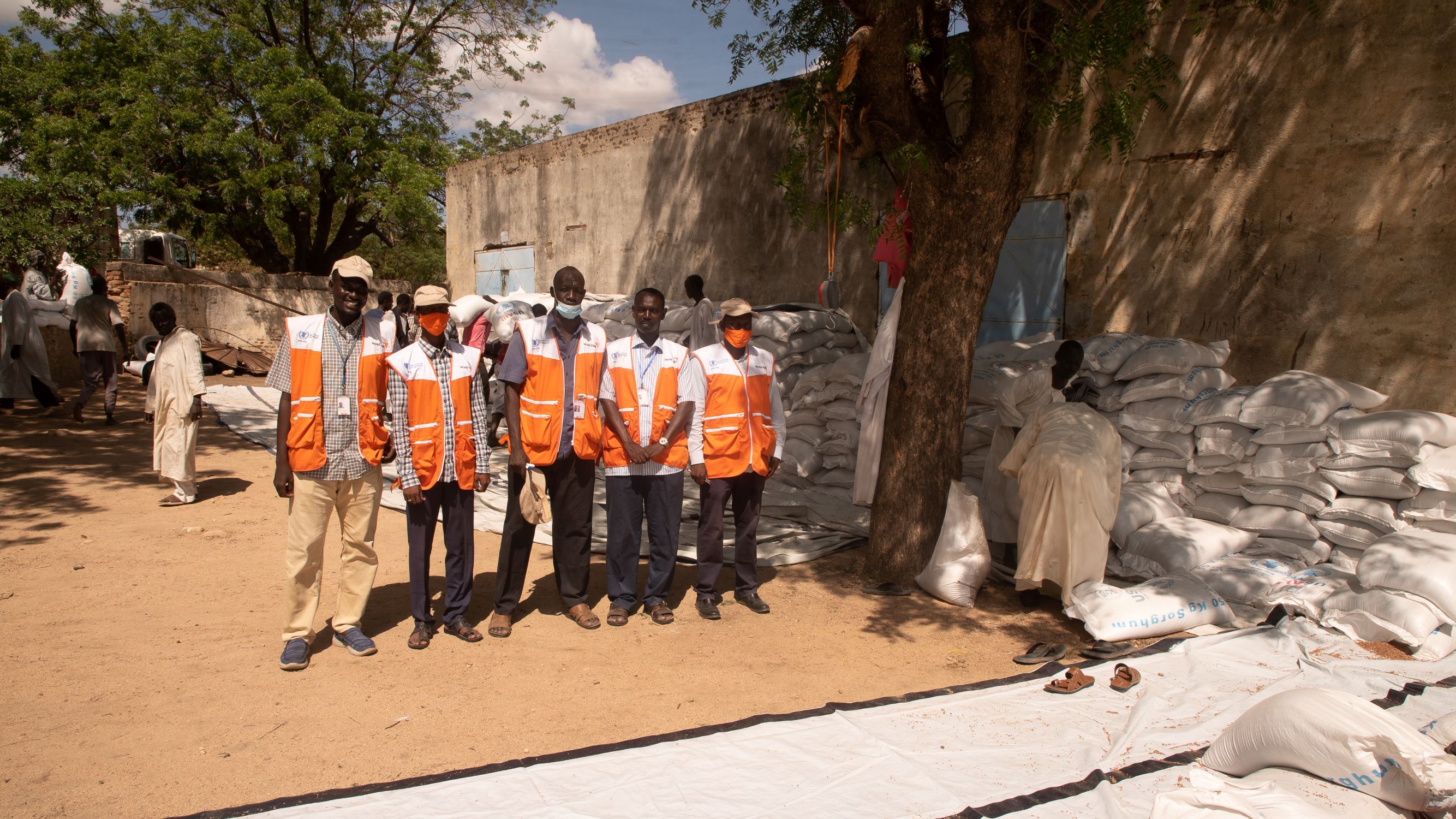 Staff from World Vision Sudan standing posing for the camera