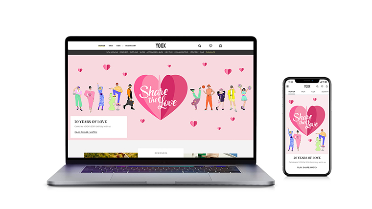 Laptop screen and mobile screen both show a pink heart