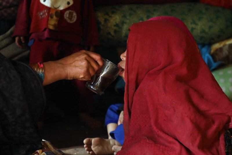 An Afghan child being fed