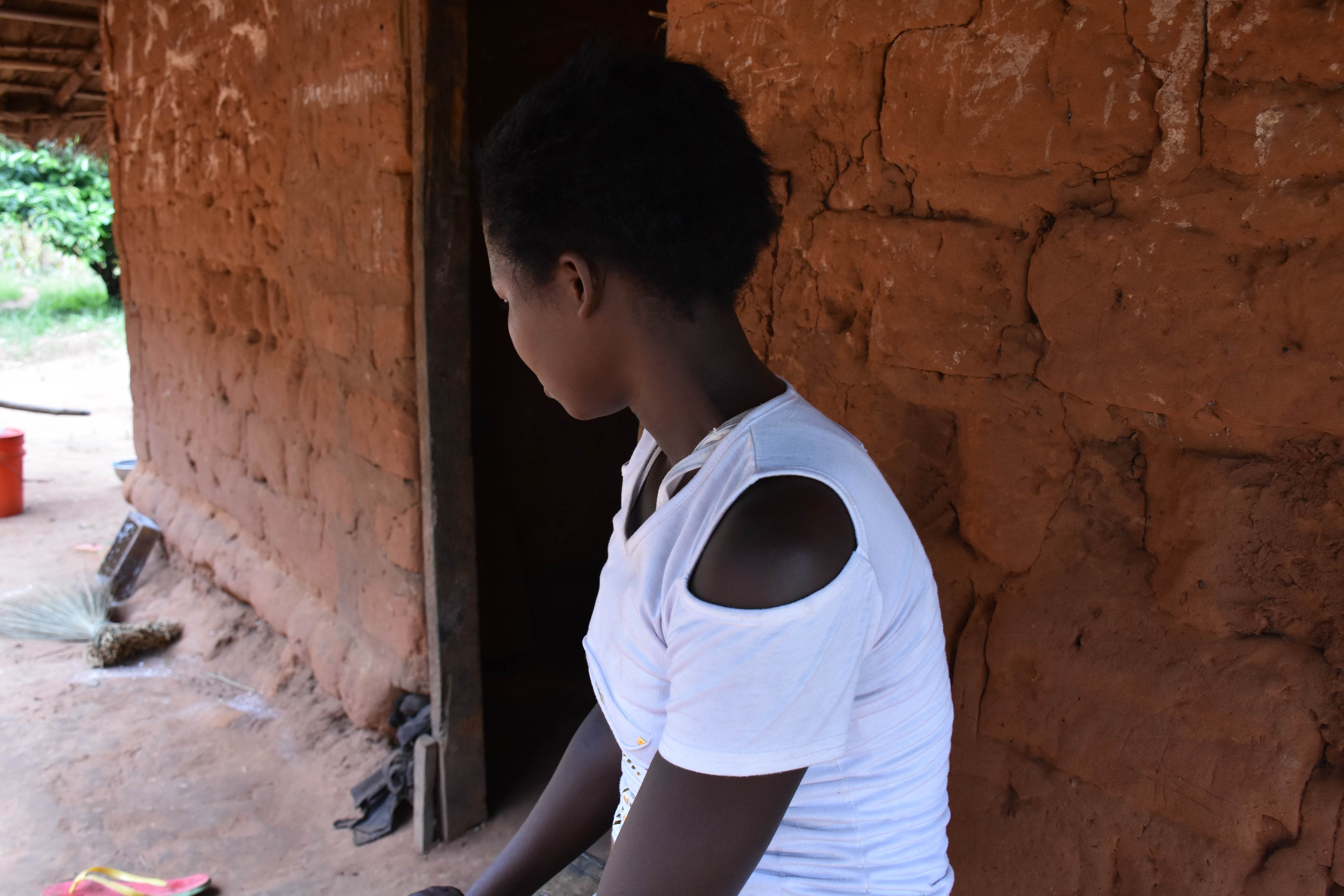 Young girl with back to camera