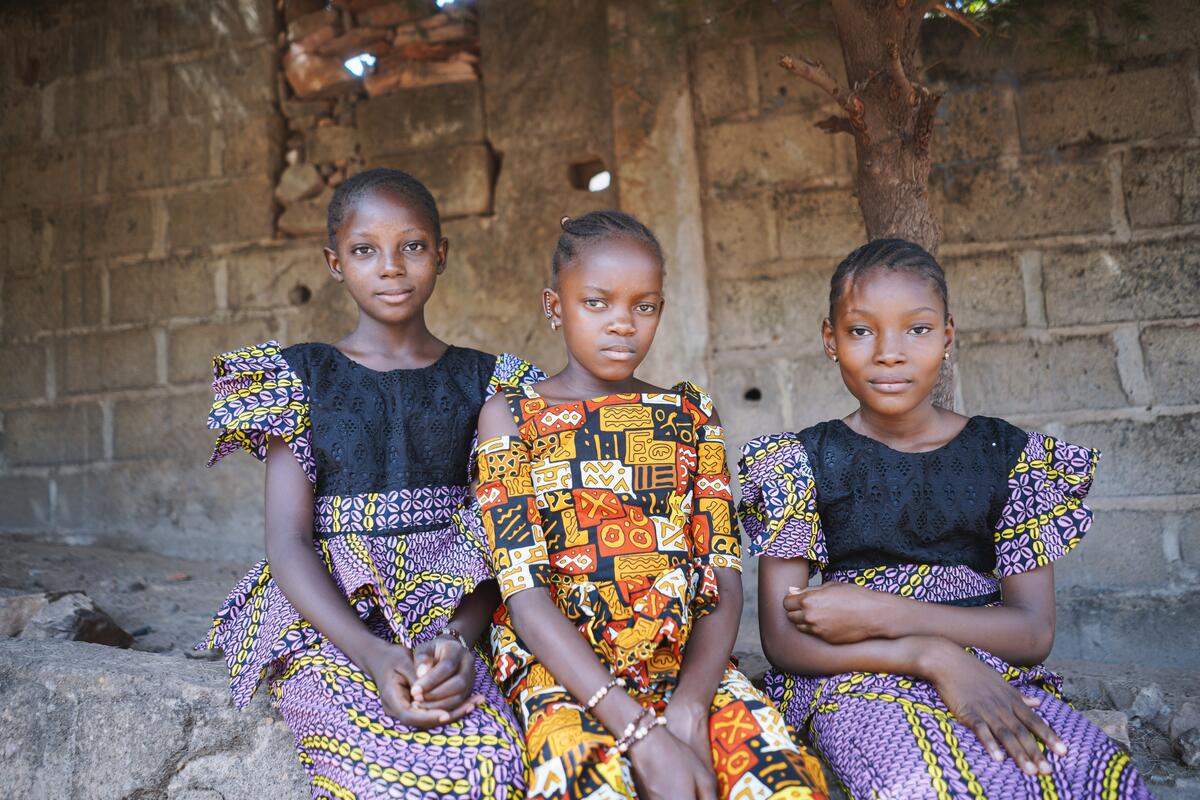 Children in Mali in colourful local dresses