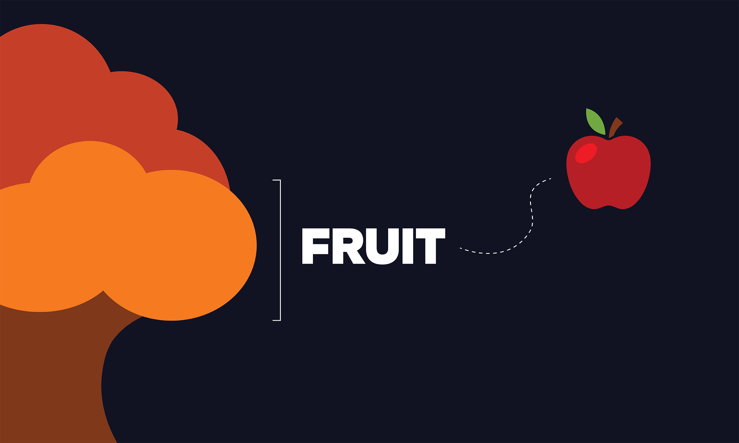 An illustration of a tree and an apple