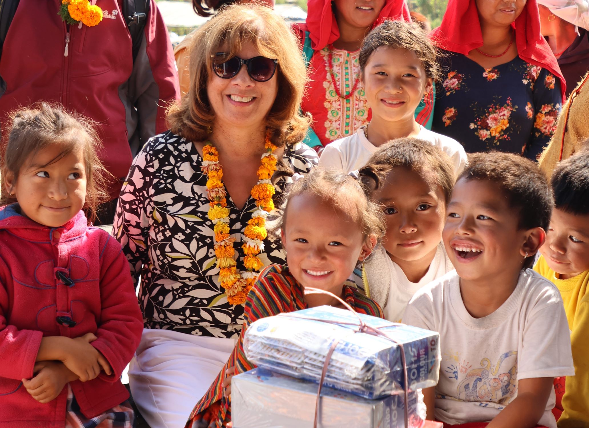 Nepal children with a UK lady